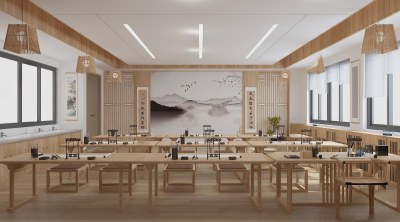 新中式书法教室3D模型下载